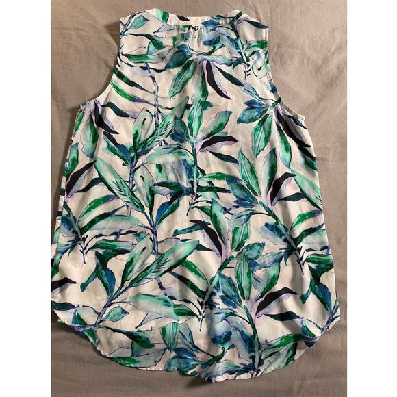 St. Tropez West Sleeveless Blouse Tropical Print SZ M - Picture 3 of 8